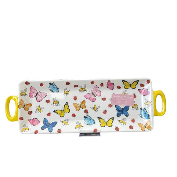 SPRING GATHERINGS Spring Pop of Color Butterflies Melamine Serving Tray 18x6 NEW - Picture 2 of 13